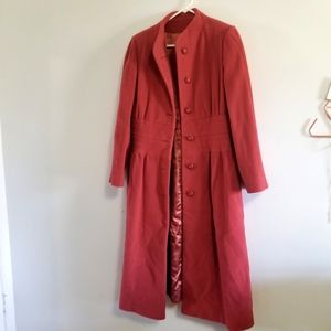 Vintage red wool coat full length 1960s